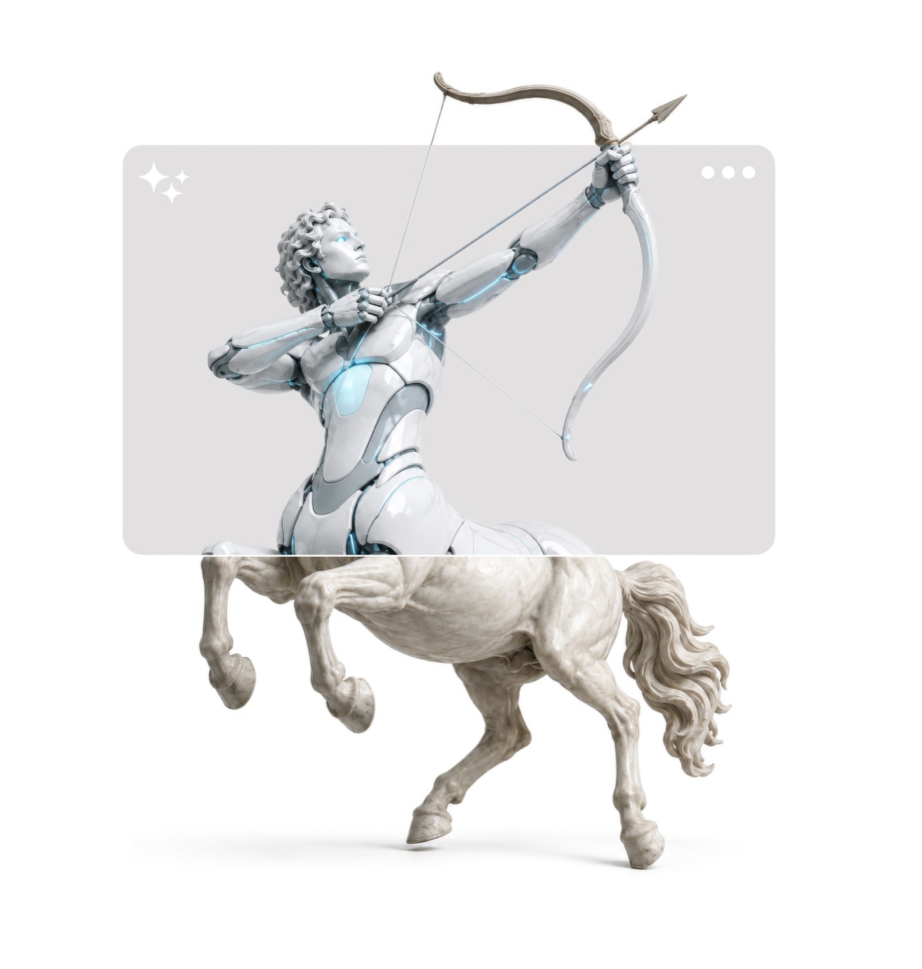 Centaurul — jumătate statuie clasică, jumătate robot